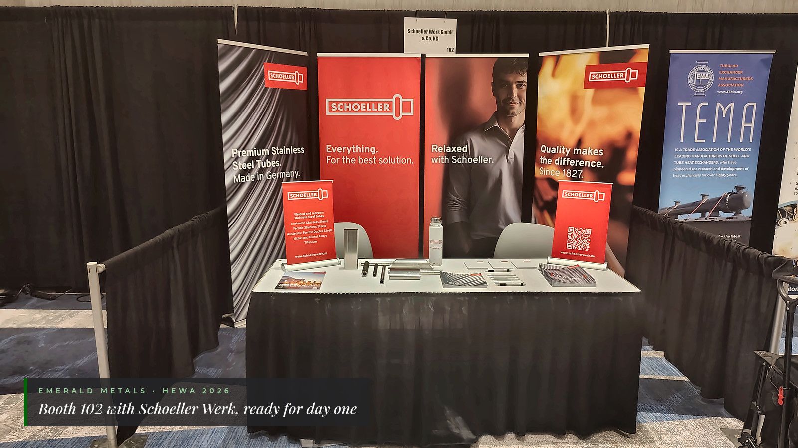 Emerald Metals and Schoeller Werk Booth 102 at Heat Exchanger World Americas 2026